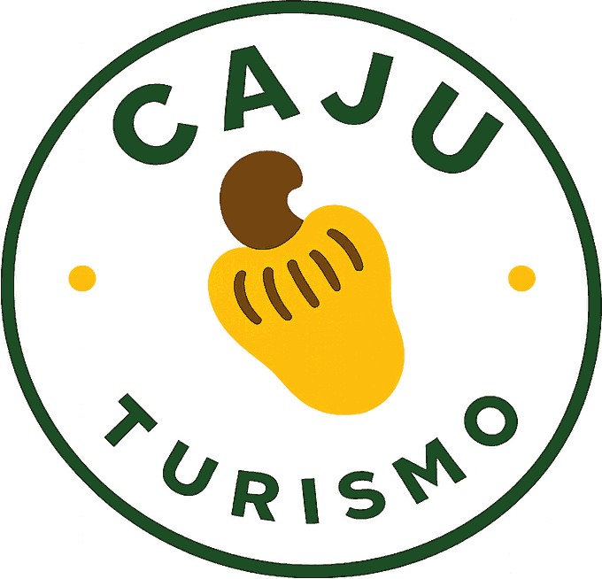 Logo Caju Turismo — selo circular com caju ilustrado